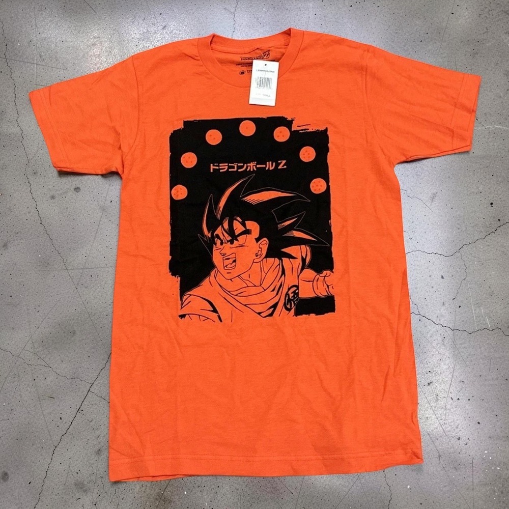 Dragon Ball Z Goku Orange Graphic T-Shirt Size Small Toei Animation Anime NWT